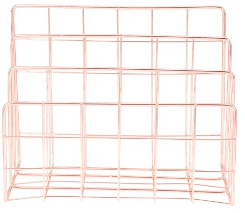 Cabilock Organisateur de Courrier Multifonction Métallique Petit Format 3 Compartiments Rangement Bureau Moderne Rose Gold pour Maison et Bureau
