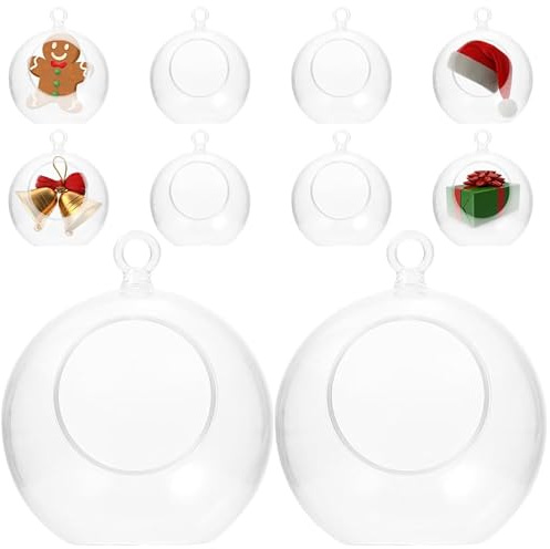 SHINEOFI 10stücke Durchsichtige Weihnachtskugeln aus Kunststoff Selbstbefüllbar als Dekokugel für Weihnachtsdeko und Hängende Ornamente