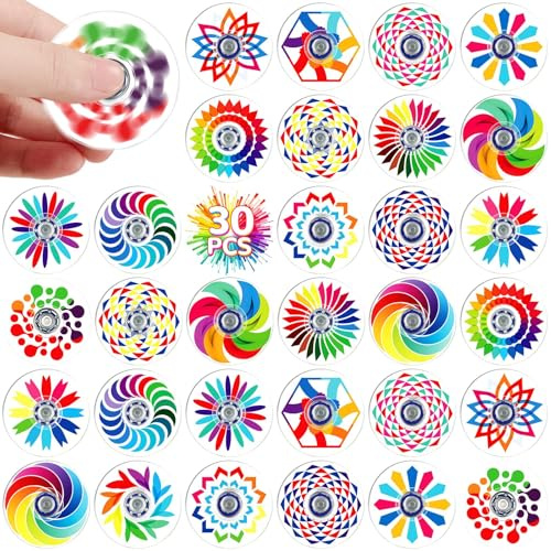 SCIONE 30er Pack Mini Regenbogen Fidget Spinner für Mitgebsel Kindergeburtstag – Perfekte Partybag-Füller, Sensorische Toys, Sensorische Fidget Toys & Klassenbelohnungen für Kinder (4 cm)