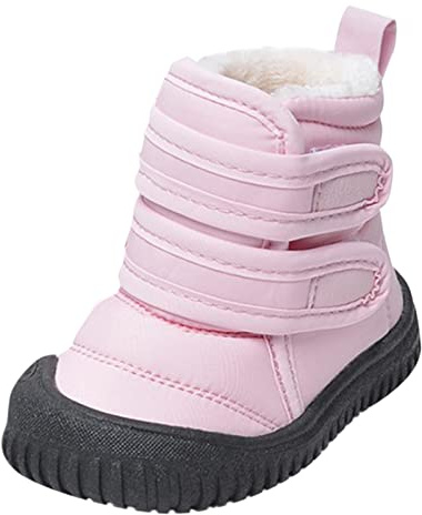 Stivali da Neve Bambina Bambino 21-26 EU con Pelo Caldo e Strappo Stivaletti Bambini Suola Morbidi Antiscivolo Scarpe Invernali Bimbi Comodo per Casa Lavoro Outdoor Sportiva,Rosa,24