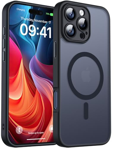Oureidoo Hülle für iPhone 16 Pro Max, kompatibel mit MagSafe, Vollständigem Kameraschutz, Handyhülle für iPhone 16 Pro Max Matt Transluzente, Handy Case in Schwarz