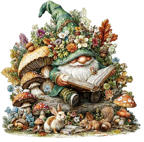 Jigfoxy Holzpuzzle für Erwachsene, Gnom Holz Puzzle, einzigartiges Tierpuzzle aus Holz, Geschenk zu Weihnachten für Familie und Freunde, L-34.2 * 33.5cm-294Teile