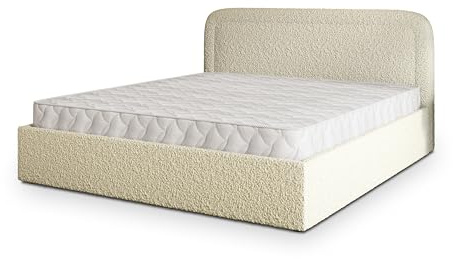 Masseno Polsterbett BENIRA Q 120x200 cm, Doppelbett, Bettkasten, Stauraum, Lattenrost Und Kopfteil - Creme, Quelle 02