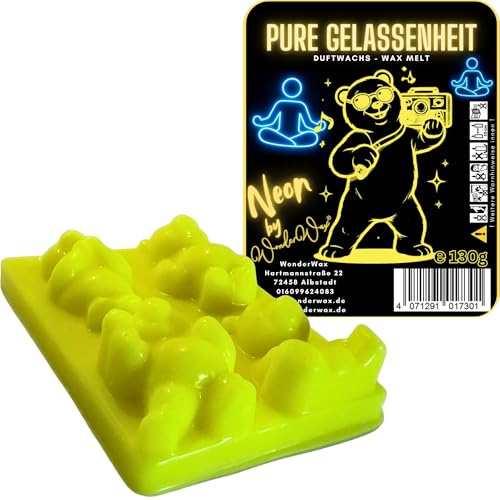 WonderWax Neon Duftriegel 6 x Duftwachs Bären Wachsmelt Duftwachs Raumduft für Duftlampen Soja Wachs Melts Duftmelt Aroma Wellnes Kerzen Wärmer Wax Tarts Pure Gelassenheit