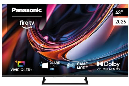 Panasonic TV-43W80C, 4K UHD Vivid QLED+, Glare Free Pro, Fire TV Fernseher | AI 4K Colour Engine, Game Mode, Alexa Sprachsteuerung, Bluetooth, Surround Sound, 43' (108 cm) , W80C Series, 2026