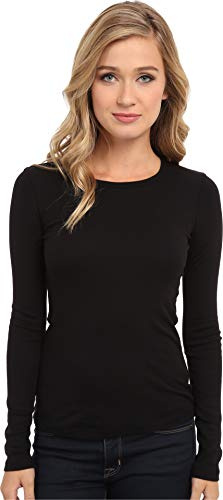 Splendid Women's 1x1 Crew Neck Tee, Black, M