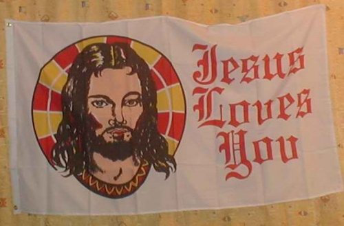 Buddel-Bini Flagge Fahne ca. 90x150 cm : Jesus Loves You