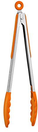Premier Housewares 805038 Orange Silicone Tongs Silicon Tongs For Cooking Tongs With Silicone Tips Silicone Cooking Tongs Silicone Cooking Tips 34x4x4