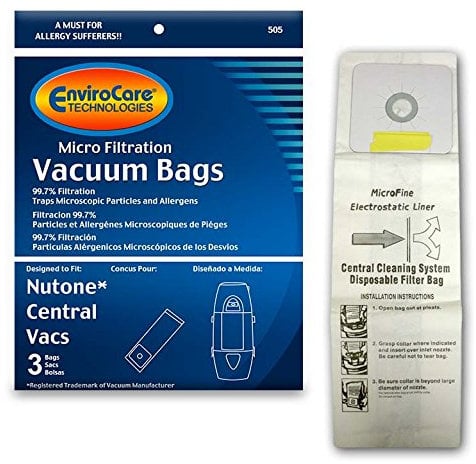 EnviroCare Lot de 3 sacs à poussière de rechange pour aspirateur central Nutone - Blanc