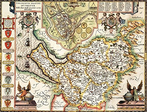 Cheshire Historical Map 1000 Piece Jigsaw Puzzle (1610). Free print!