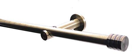 DécoProfi Gardinenstangen Antik Messing 1-läufig Ø 16 mm L: 120 cm I Endkappe mit Rille Gardinen/Vorhangstange im Set I Inklusive Träger, Befestigung und Endstücke I Wandbefestigung