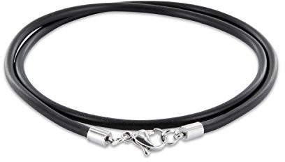 Auroris Halskette/Armband - Kautschukband schwarz Dicke 3mm mit Karabinerverschluss aus 304 Edelstahl - Länge: 50cm
