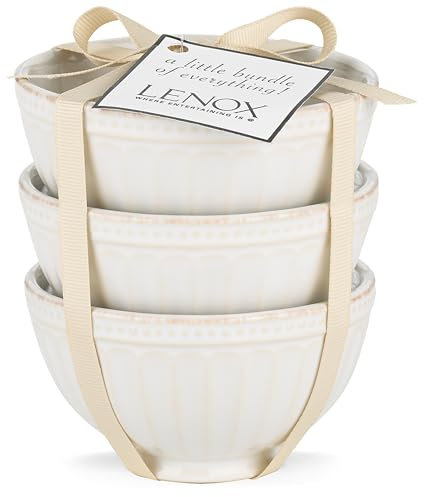 Lenox 858037, Weiß, French Pearl Groove Mini-Schüssel-Set, 3-teilig, Steingut