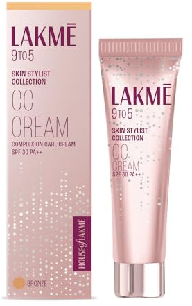Lakme 9 to 5 CC Cream, 03 - Bronze, Light Face Makeup with Natural Coverage, SPF 30 - Tinted Moisturizer to Brighten Skin, Conceal Dark Spots, 30 g