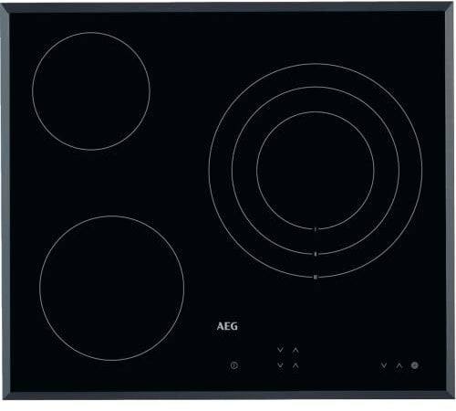 AEG HK623020FB Placa vitrocerámica, Biselada, 3 Zonas de cocción, Doble de 27 cm, Panel de Control táctil Independiente, Bloqueo Seguridad, Negro, 60 cm