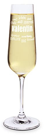 printplanet® Graviertes Sektglas - Leonardo® Sektglas mit Gravur (mit Name oder Text personalisiert) - Design Positive Eigenschaften