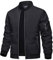 TACVASEN Herren Bomberjacke Fliegerjacke Übergangsjacke Leicht Pilotenjacke Bomber Jacke Windjacke Herbstjacke für Männer (S, Schwarz)