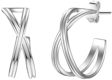 Glanzstücke München Damen-Ohrstecker Sterling Silber - Ohr-Creolen in x-Form Ohr-Hänger