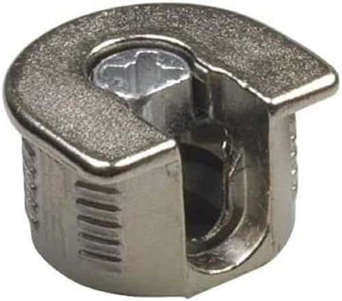 Amig - Enganche de Excéntrica, M6 - Ø 20 x 12,5 mm, 4 Unidades, para Ensamblado de Tableros con Tornillos Modelo 60 de M9, Óptimo para Unión de Estantes y Muebles, Zamak Plateado