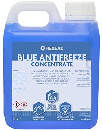 Hexeal Blue Antifreeze 1L – 1L of High Concentrate Long Life Engine Coolant & Antifreeze for Cars & Vans – Summer & Winter – All Year Freeze Protection to -37 Degrees Celsius