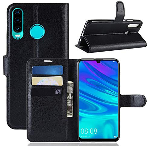 Hülle Kompatibel mit Huawei P30 Lite | Klapphülle Schutzhülle mit Kartenfächer Kompatibel für P30 Lite | Magnetverschluss Klapphülle | Schwarz