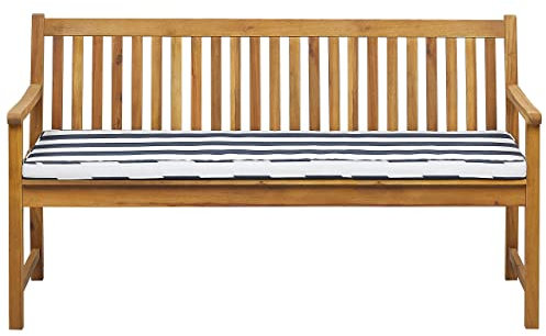 Gartenbank Akazienholz Hellbraun 160 cm mit Auflage Marineblau Vivara