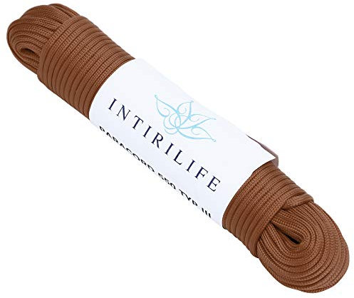 INTIRILIFE Corda da 31 m in Nylon per Esterni, Colore Marrone, Lunghezza 31 m e Spessore 4 mm, Corda Paracord antistrappo e Robusta, con 7 Fili, Versatile per Il Giardino e così Via.