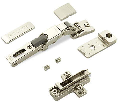 2 x Salice Universalscharnier für dünne Türen ab 8 mm Stärke 110° inkl. Kreuz-Montageplatte Höhe 6 mm mit Euroschrauben, Exzenterverstellung, Schrankscharnier mit 3-D Einstellung