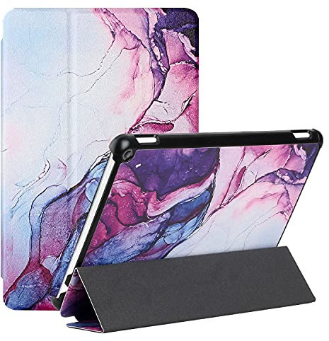 MadBee Tableta Funda para All-New Amazon Fire HD 10/HD 10 Plus (11th Generation, 2021), Súper Delgada y Ligera Carcasa con Función de Soporte Triple Plegable [Auto-Reposo/Activación] (Púrpura)