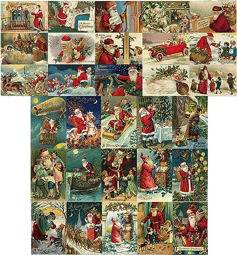 ZPPLD Weihnachtskarten 30er Set,Christmas Cards Weihnachten Karten Weihnachtsgrüße,Vintage Weihnachten Karte Postkarte Weihnachtspostkarte,Frohe Weihnachten