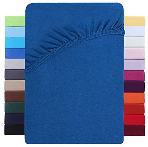 NatureMark Premium Boxspringbett Spannbettlaken 180 x 200 bis 200 x 220 cm - hoher Steg bis 40cm Matratzenhöhe - Wasserbetten Spannbetttuch - Baumwolle mit Elasthan, Royal blau