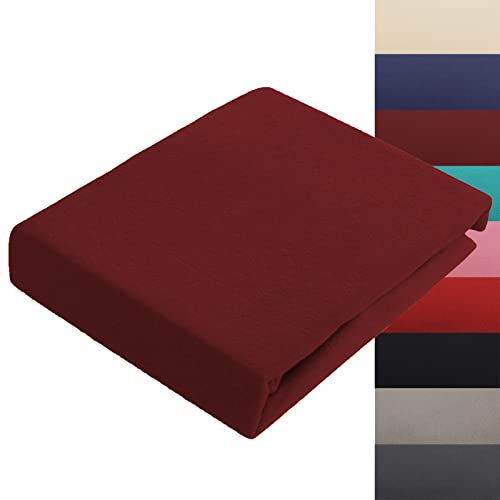 Spannbettlaken 180x200-200x200 cm Thermo Fleece Winter Flausch Bettlaken Spannbetttuch Weich Gemütlich Microfaser Teddyflausch, Farbe Bordeaux Rot