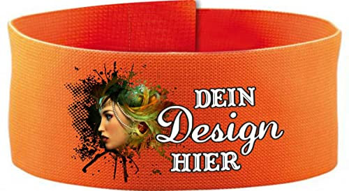 Klett Armbinde 5 cm personalisiert mit deinem Wunschtext oder Logo (Farbe orange) (Gr. Junior - 15-25 cm)