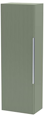 Hudson Reed FLU862 Fluted Modern Bathroom Wall Hung 1 Door Tall Unit, 400mm, Satin Green