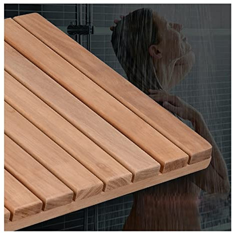 SHUITUKOUU Bambus Badematte,Badematte Aus Naturholz,Duschmatte rutschfest,Hölzernes Badebrett, Lattenroste, Holzbodenmatte Für Zu Hause Duschmatte Im Freien Anpassbar,80x100cm/31x39in