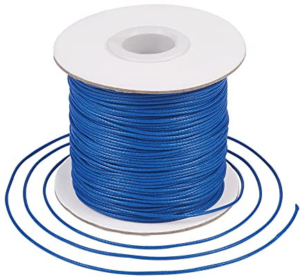 Bestewelry Cordoncino in poliestere cerato, 1 mm, intrecciato con filo cerato, per realizzare gioielli in macramè, colore blu reale