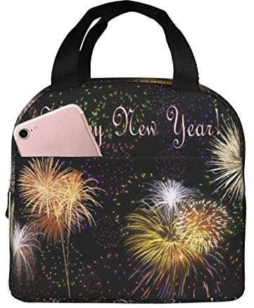OCELIO Happy New Year Lunch-Tasche, wiederverwendbare isolierte Handtasche, auslaufsichere Lunch-Handtasche Reise Arbeit Schule Picknick