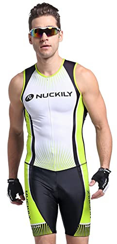 PRELGOSP Triathlon Anzug Herren Pro Armellos Trisuit, Summer Schnelltrocknend Tri Suit Skinsuit für Fahrrad Rennrad MTB,XL