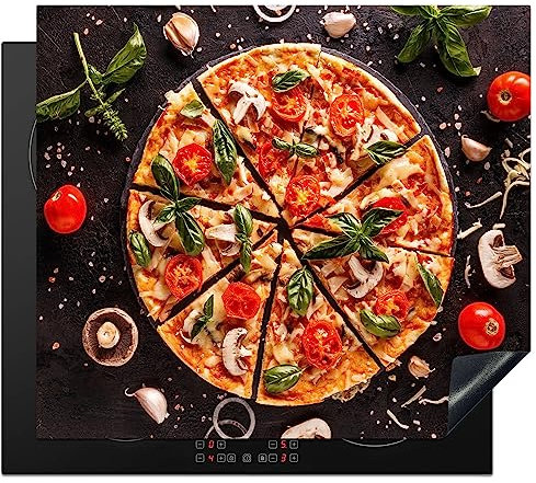 KitchenYeah© Coperchio Piano Cottura 60x52 cm Cucina Copri Fornelli Tappetino Induzione Antiscivolo Piastra Protezione Pizza - Verdure - Erbe - Cucina - Industriale