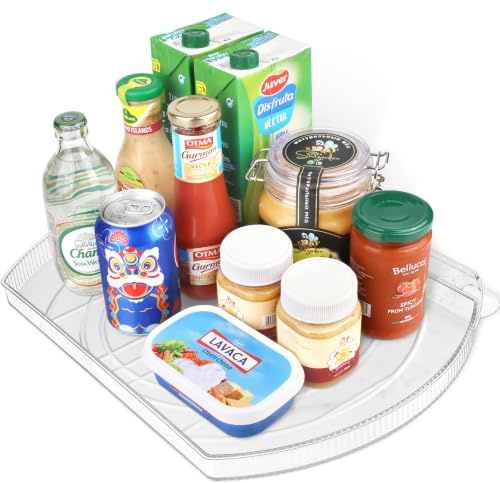 FIRJOY Lazy Susan Turntable for Refrigerator, Square Turntable Organizer for Fridge Cabinet, Pantry, Countertop | 16.5 x 11.1 (Rectangle 1 Pack - Clear)