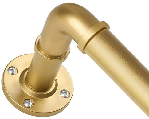 HOTOZON Gardinenstangen für Fenster, 121,9 bis 213,3 cm, strapazierfähig, industrielle Gardinenstange, Verdunkelung, spleißende Gardinenstange für Fenster, Antikgold