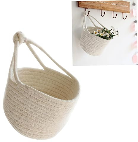 ibasenice Aufbewahrungskörbe Für Das Badezimmer Baumwollseil Aufbewahrungskorb Kleinigkeiten-Organizer Desktop Aufbewahrungsbox Gewebter Aufbewahrungskorb Weiß Anlage Baby Weidenkorb