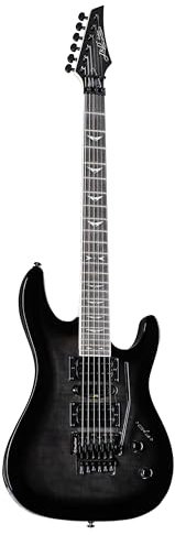 J & D T95FFM E-Gitarre, See Thru Black, Rock & Metal, HSH Tonabnehmer, Floyd Rose Tremolo