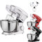 Arebos Küchenmaschine 1500W | Knetmaschine mit 8L Edelstahl-Rührschüssel | Küchenmixer mit Rührhaken, Knethaken, Schlagbesen und Spritzschutz | 6 Geschwindigkeiten | Teigmaschine | Silber