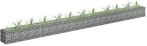 ARKEM Gabionen-Hochbeet Trapezform Verzinkter Stahl Hochteich 450×30×30 cm Gabionen Rund