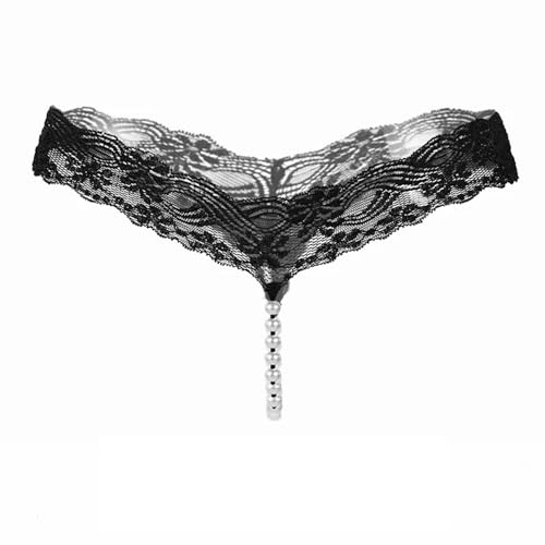 EROSPA® Perlen-G-String Spitze Slip Ouvert - Damen - One Size (S-L) - Schwarz - 1 Stück