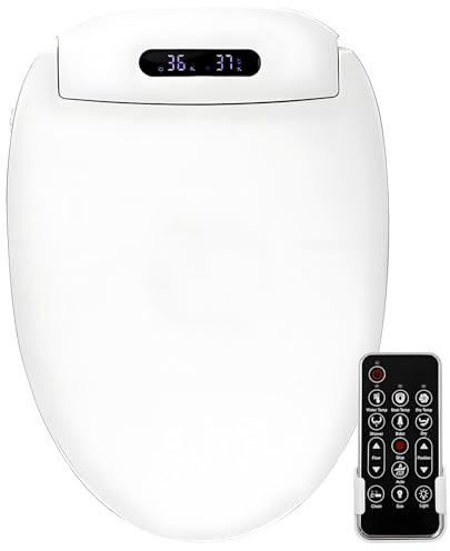 Bonxrdun Automatic Toilet Seat Electric Heated Dryer with Remote，Toilet Seat with Bidet,Electric Heated Bidet Attachment for Toilet Warm Water，Bidet Attachment for Toilet with Remote Bidet Hot Water