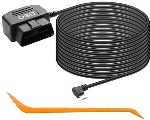 CERRXIAN 3 m Micro-OBD-Netzkabel, 90 Grad nach rechts drehbares OBD-Netzkabel, für Mikro-Dashcam, 24-Stunden-Überwachung/ACC-Modus (Micro R)