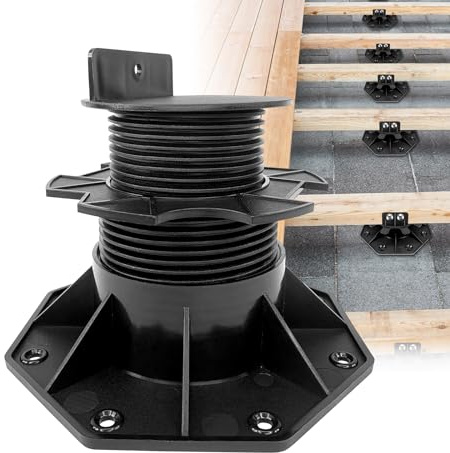 FIVMEN Stelzlager Höhenverstellbar WPC Terrassenlager für Terrassenplatten 60-140mm Stelzlagern Selbstnivellierend für Garten Balkon Fliesen, 10 Stück