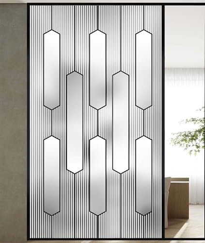 Fensterfolie Schwarze Weiße Streifen Fensterfolie Blickdicht Sichtschutzfolie Fenster Anti-UV Fensterfolie Sichtschutz Klebefolie Fenster für Zuhause Büro Milchglasfolie (30x100cm)
